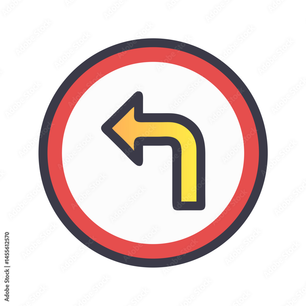 Left Turn Warning Signal Icon Design Left Turn Warning Signal Icon Design