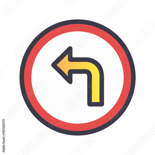 Left Turn Warning Signal Icon Design