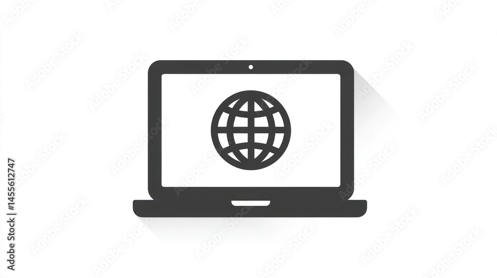 Laptop with Global Icon Displaying Connectivity and Technology Concepts Laptop with Global Icon Displaying Connectivity and Technology Concepts