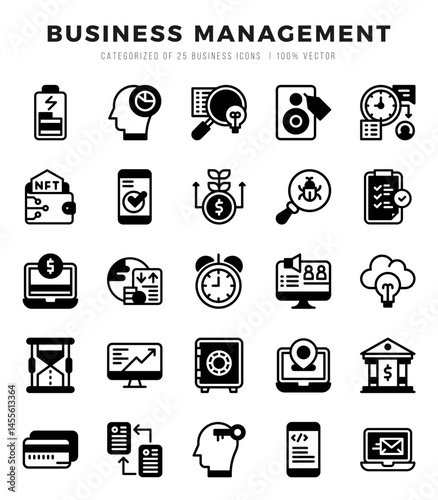 Set of Lineal Filled Business Management Icons. Lineal Filled art icon. Vector illustration