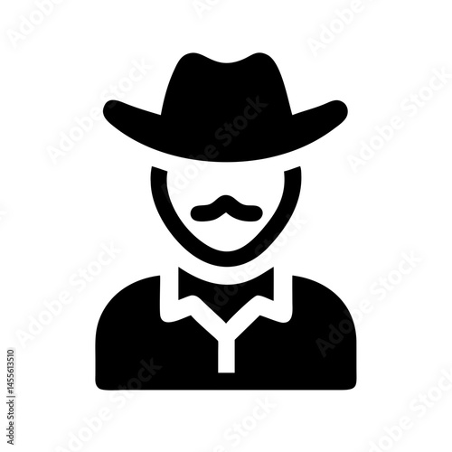 Male Cowboy Character Avatar Icon Design