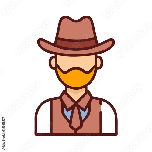 Male Cowboy Avatar Icon Design

