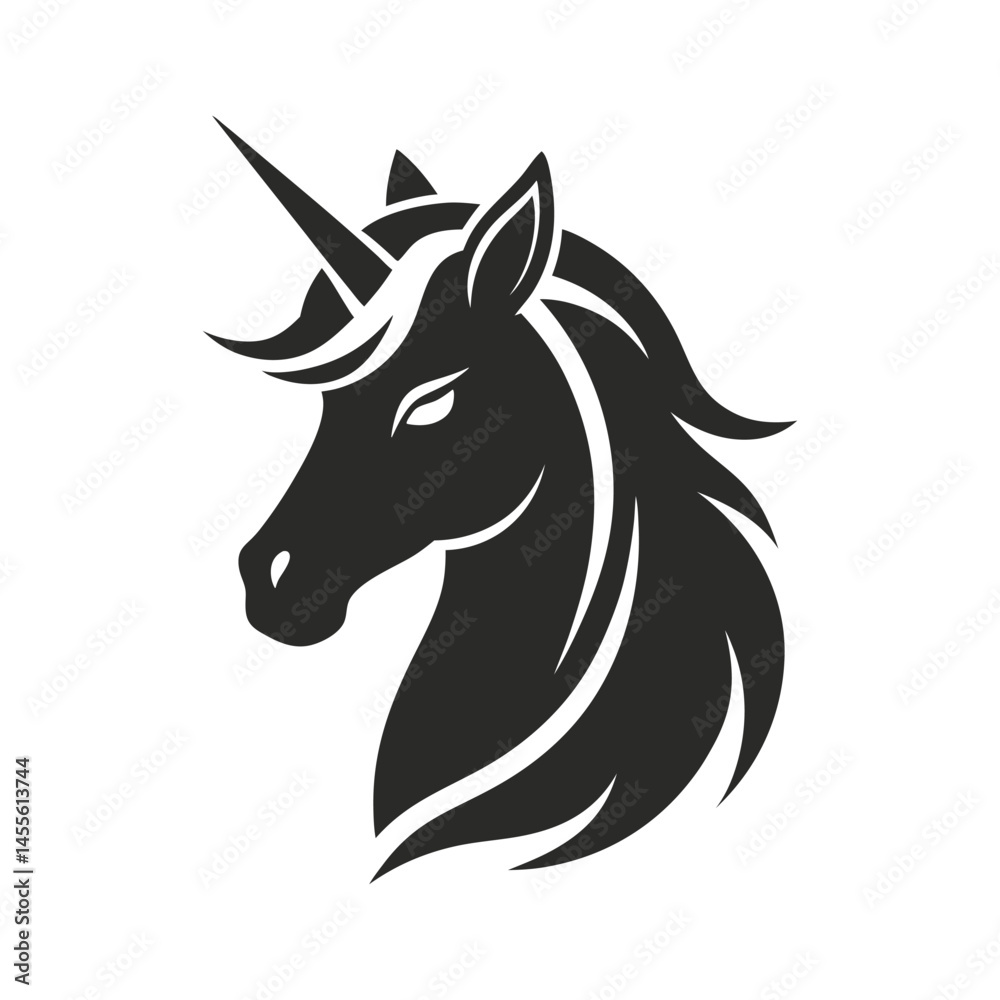 Unicorn head icon sign of silhouette vector illustration Unicorn head icon sign of silhouette vector illustration