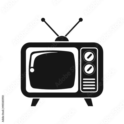Retro Television icon sign of silhouette vector illustration