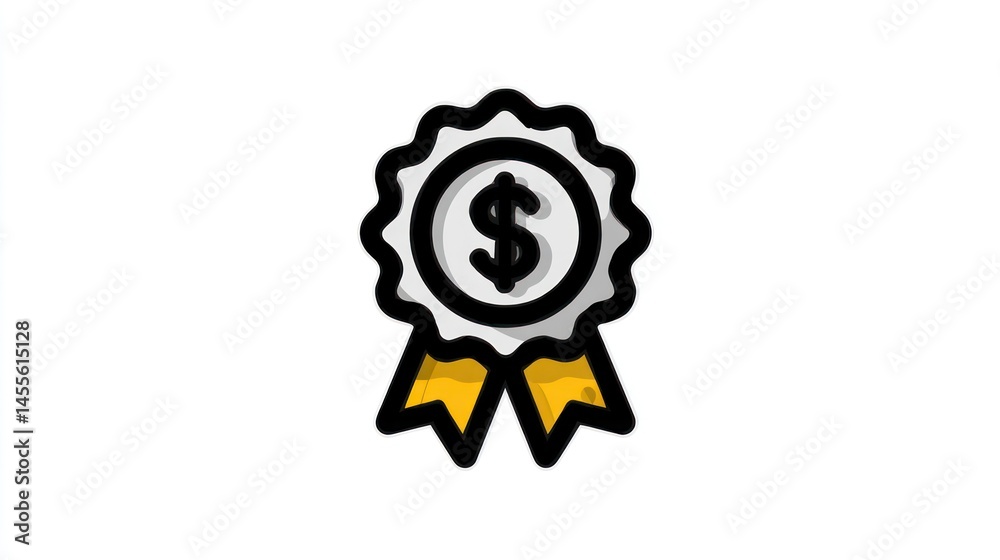 Money Award Icon with Dollar Sign and Ribbon Financial Success Symbol Business Achievement Ba Money Award Icon with Dollar Sign and Ribbon Financial Success Symbol Business Achievement Ba