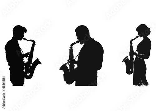 Saxophone Players Silhouettes Music Jazz Musicians Art Design
