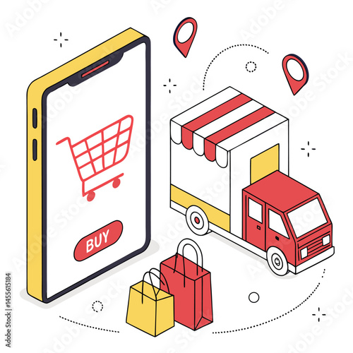 Mobile Shopping and Delivery Icons