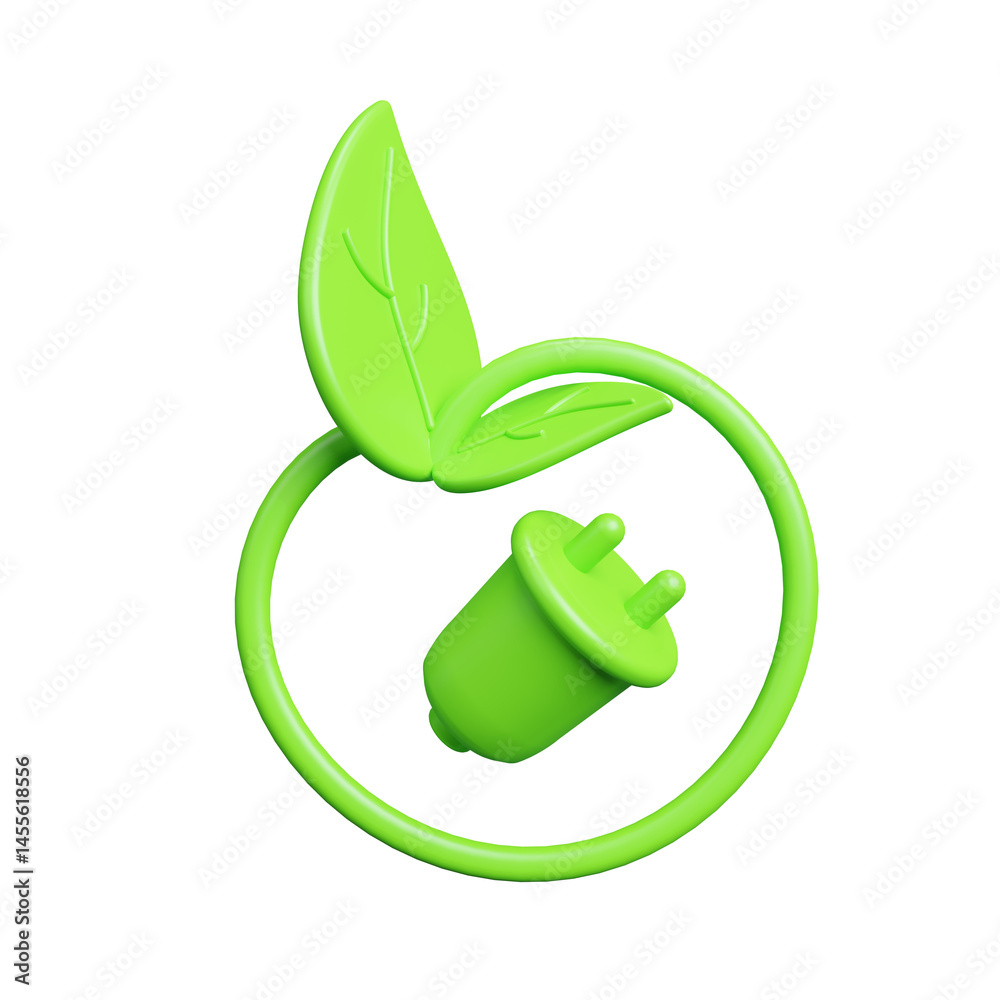 Obraz premium ESG icon isolated on transparent background. Symbolizing eco-friendly technology and sustainable energy. Environment. Energy of natural sustainable and ethical business. 3d rendering illustration