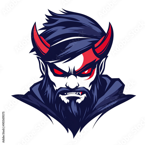 Fierce devil character gaming logo design on transparent background photo