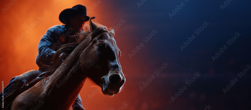 custom made wallpaper toronto digitalRodeo rider competing arena dramatic lighting action shot