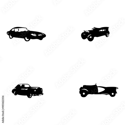 Classic car logo with solid black shadow, giving a minimalist and elegant feel