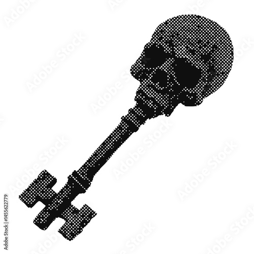 Pirate key halftone grunge vector design element