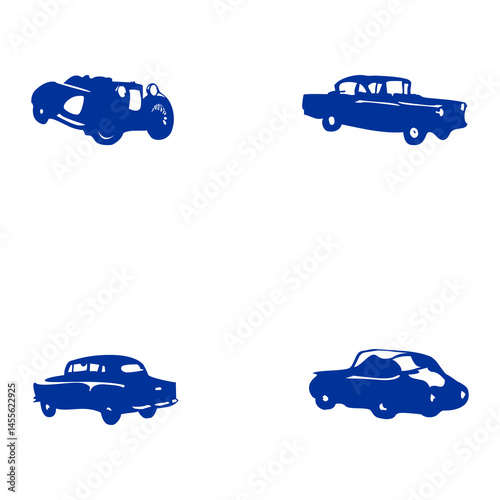 Representation of a retro era car with dark blue color to give an exclusive and classy impression