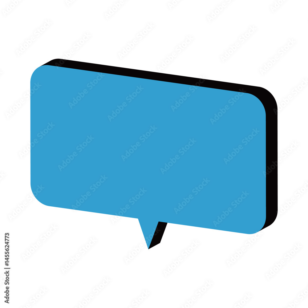 Fototapeta premium 角丸吹き出し アイソメトリック 水色