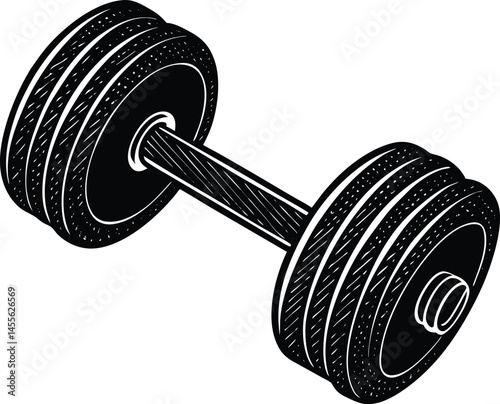 dumbbell with grip texture on white background
