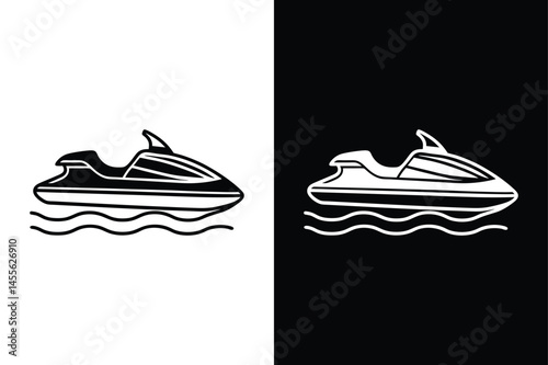 Jet Ski Motorcycle Icon. Clean Line Vector for Summer Themes