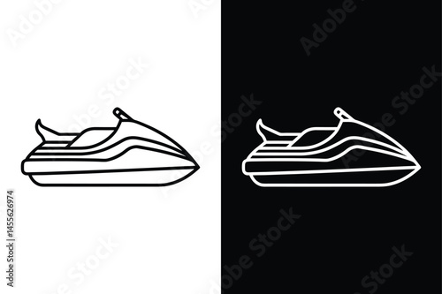 Editable Jet Ski Line Art. Water Sports Equipment Icon Design