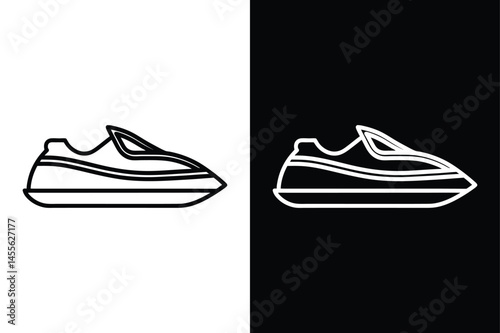 Flat Jet Ski Vector Icon. Monochrome Line Art for Web Design
