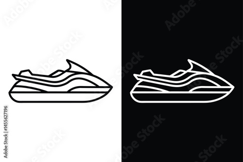 Modern Jet Ski Icon. Editable Outline Vector for Water Sports