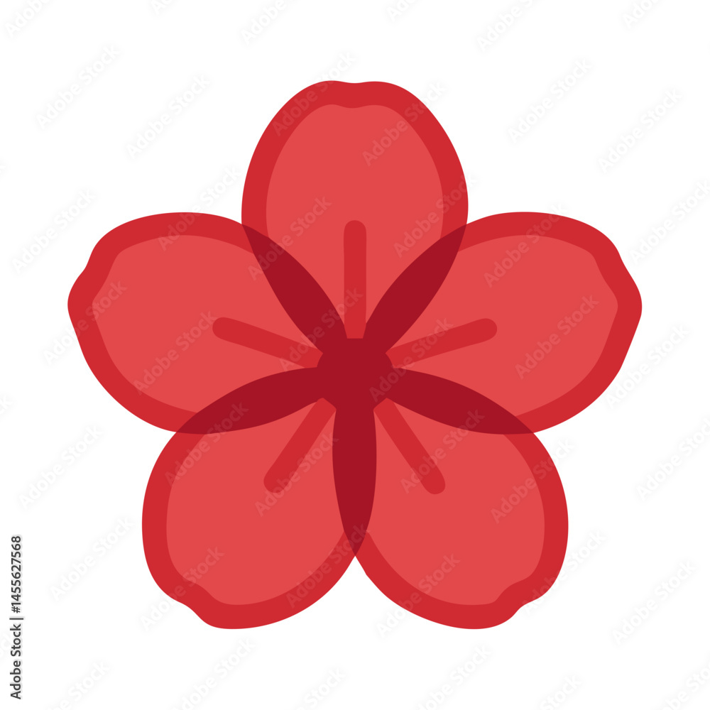 Fototapeta premium Red Five Petal Blossom Icon Design
