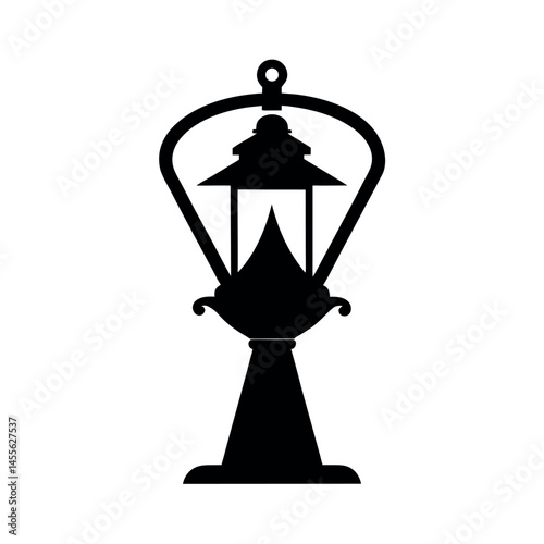 Earthen Lamp Black Vector Silhouette