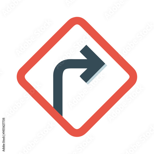 Free Download Right Turn Ahead Road Sign Icon Design - GFXLoad