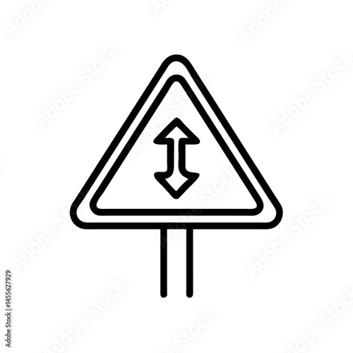 Roundabout Ahead Road Sign Icon Design