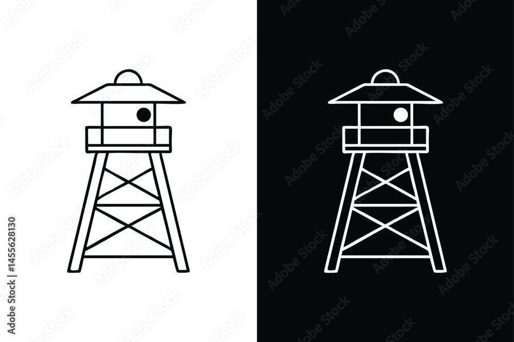 Naklejka premium Lifeguard Tower Symbol. Flat Line Drawing Vector for Graphic Use