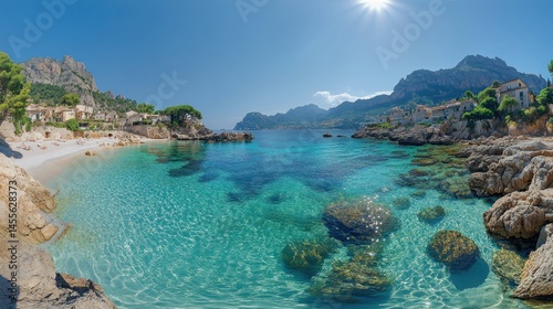 Fototapeta Naklejka Na Ścianę i Meble -  Coastal paradise with turquoise water and white sand beach