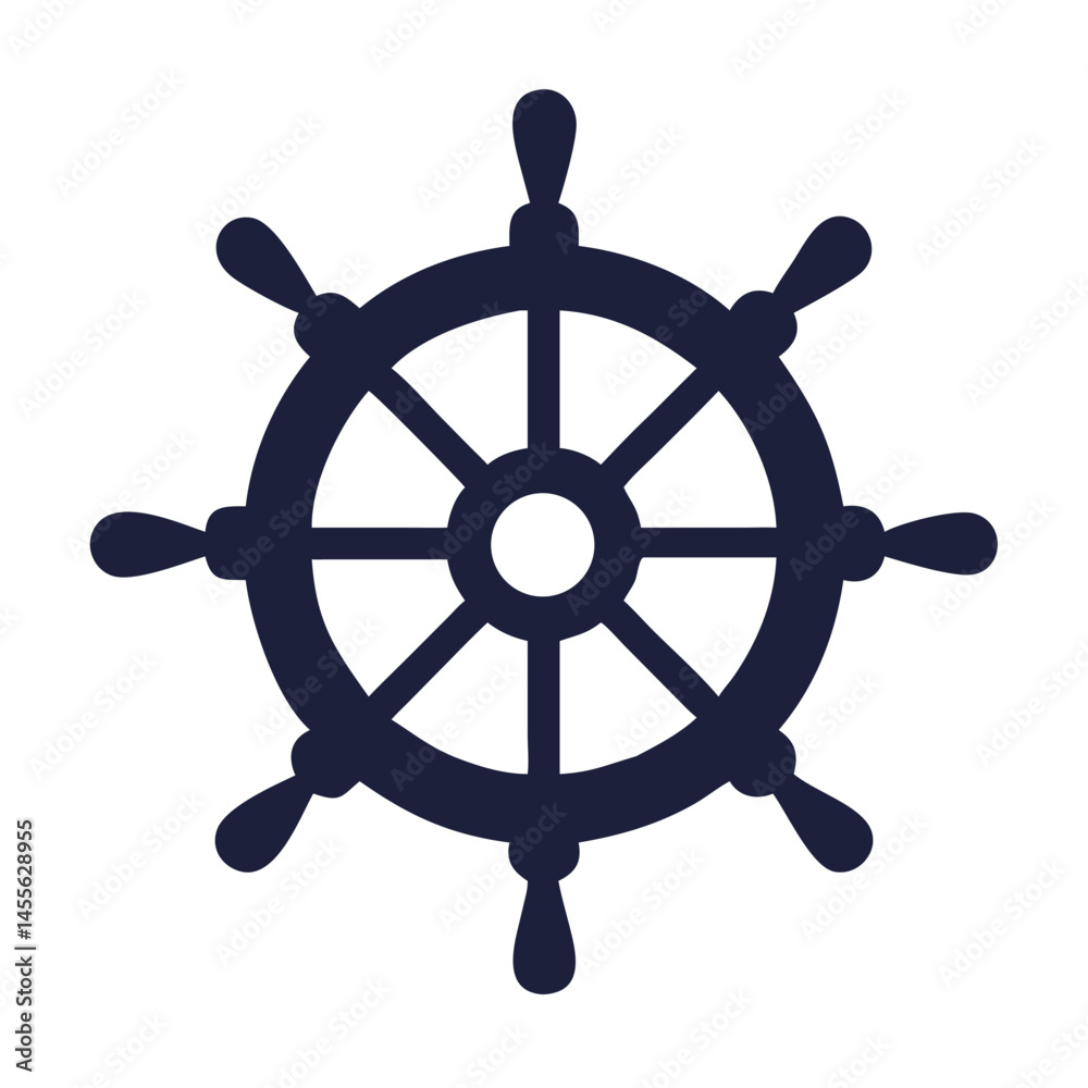 Fototapeta premium Ship Steering Wheel Nautical Icon Design