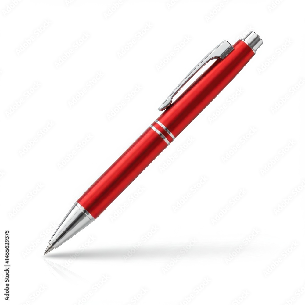 Red metal pen isolated on white background Red metal pen isolated on white background