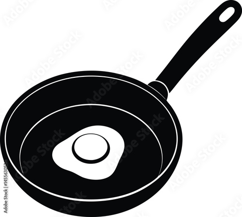 frying pan with egg on white background  .eps