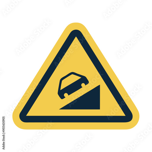 Steep Grade Ahead Warning Icon Design