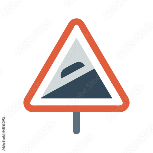 Steep Grade Ahead Warning Icon Design