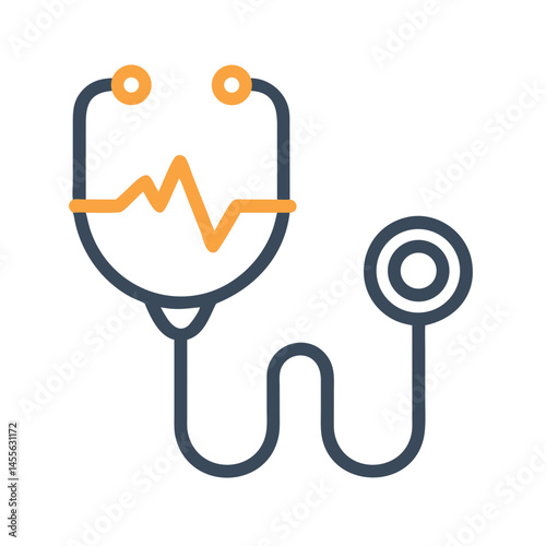 Stethoscope Heartbeat Monitoring Icon Design