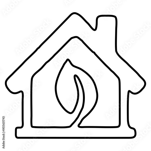 symbol of energy efficient and environmentally friendly house Line