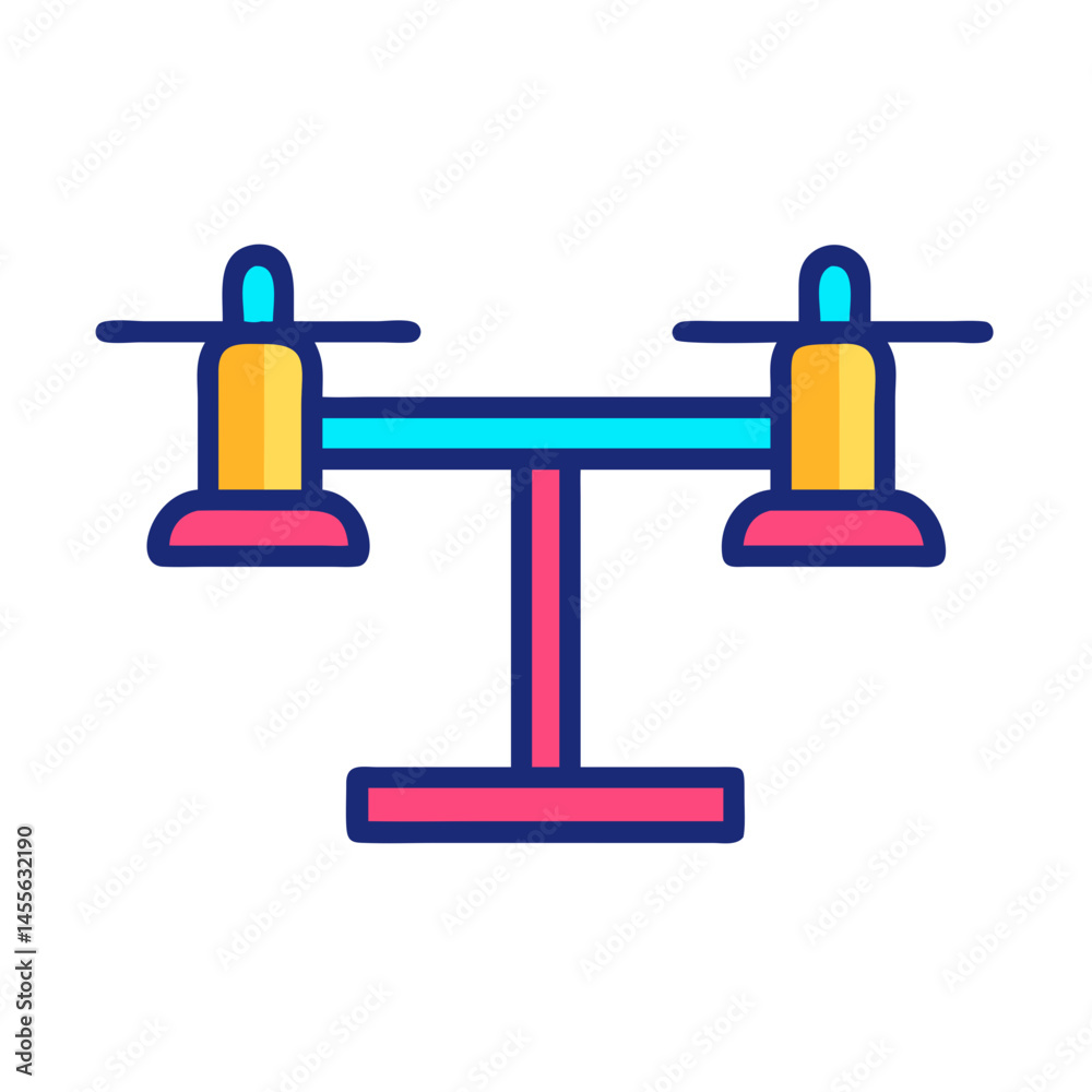 Twin Seesaws Playground Structure Icon Design Twin Seesaws Playground Structure Icon Design