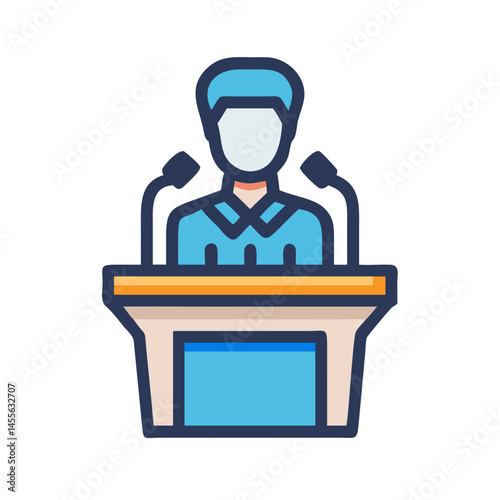 Voter Speaking at Podium Icon Design