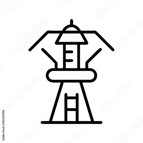 Zipline Tower Adventure Ride Icon Design