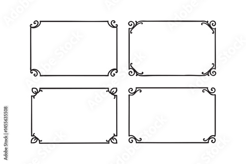Set of simple decorative frames engraving woodcut illustration