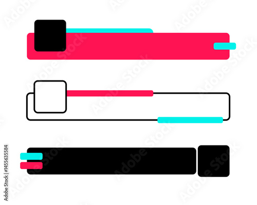 lower third for social media tiktok design label transparant design blue purple black PNG set design	
