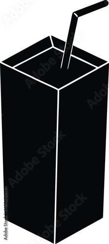 juice box with straw on white background  