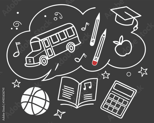 Back to School Chalkboard Doodles with Educational Icons