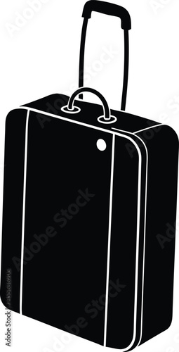 luggage tag on suitcase handle on white background 