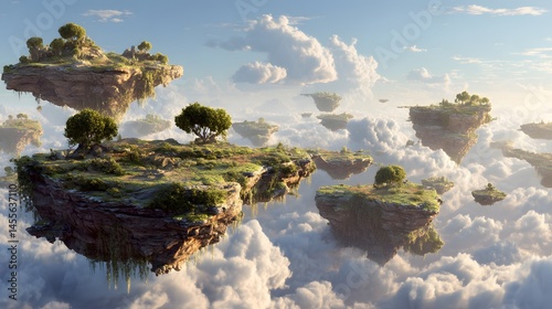 Wallpaper Mural Floating Islands in the Sky A Fantasy Landscape of Lush Greenery and Serene Beauty Digital Wallpaper Background for Mobile Devices Torontodigital.ca