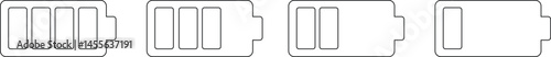 Set Battery charging charge indicator icon. Low full and half level battery energy. Collection Alkaline battery capacity charge icon Battery level icon set Eps 10