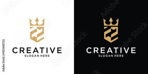 Initial letter Z or ZZ with crown icon vector