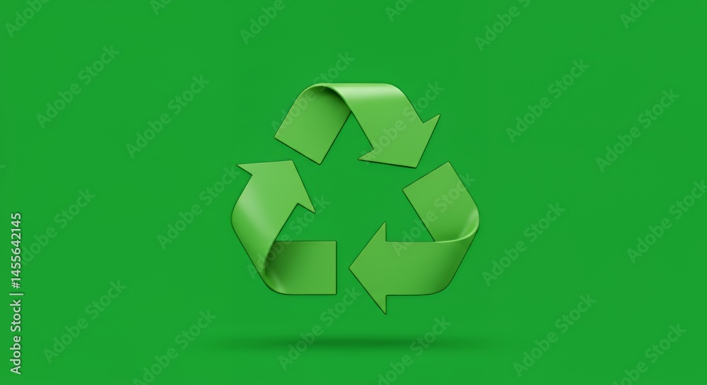 Green Eco-Friendly Recycling Symbol 3D Render Green Eco-Friendly Recycling Symbol 3D Render