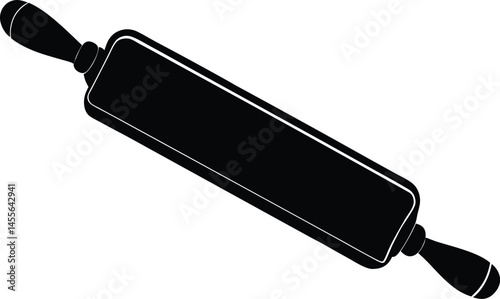 rolling pin with dough on white background  .eps