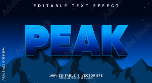 peak vector text effect with modern style design